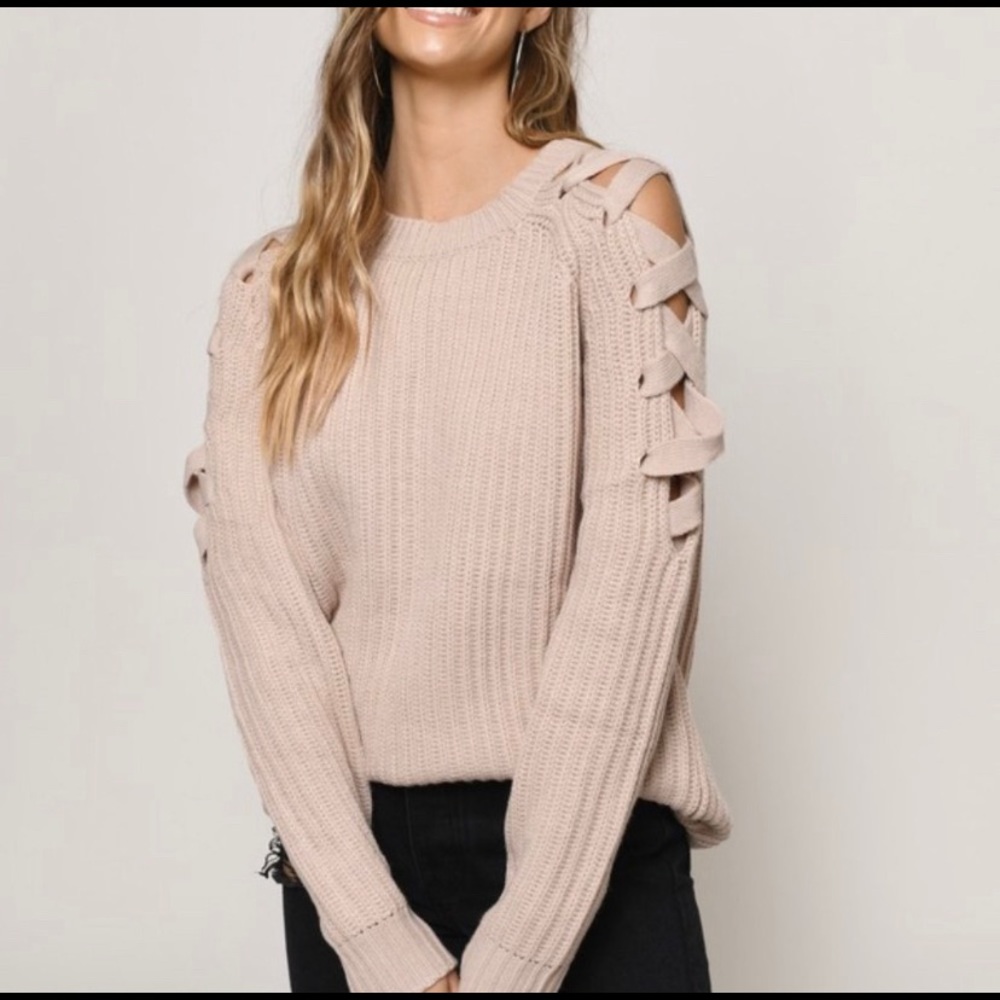 NWT! Tobi Vana Lace Up Shoulder Sweater